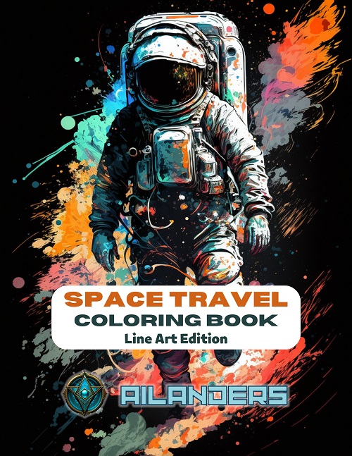Space travel Coloring Book Line art edition, Ailanders